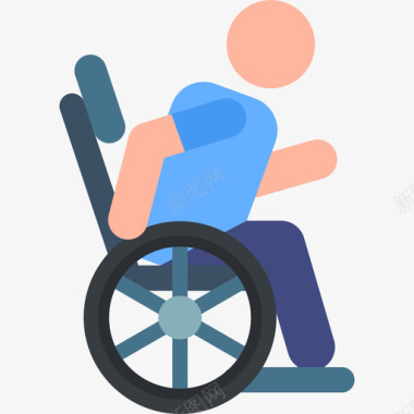 轮椅残疾人援助11彩色图标
