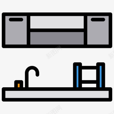 厨房家具59线性颜色图标