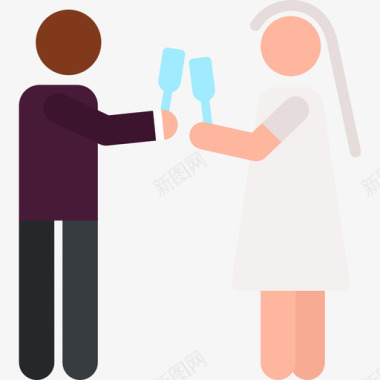 新婚夫妇婚礼255彩色图标