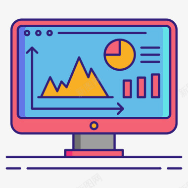 网络分析营销技术线性色彩图标