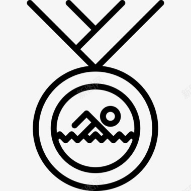 奖牌游泳运动员3直线型图标