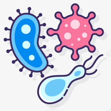 细菌卫生学52线状颜色图标