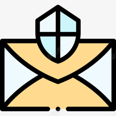 电子邮件保护安全18线性颜色图标