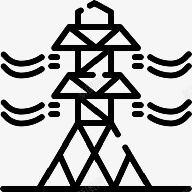 电塔能源和电力8线性图标