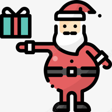 礼品盒圣诞老人1线性颜色图标