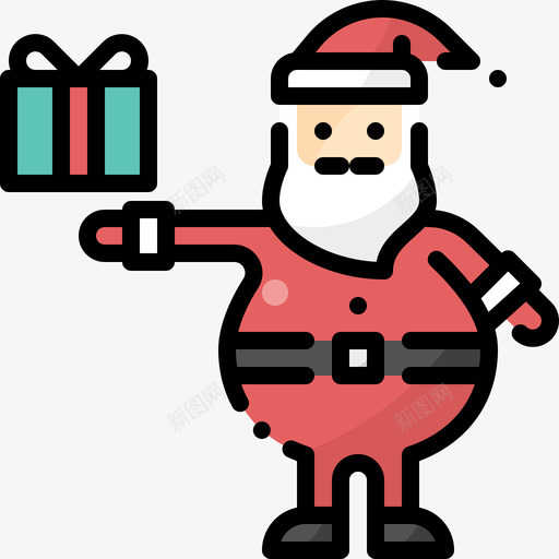 礼品盒圣诞老人1线性颜色svg_新图网 https://ixintu.com 礼品盒 圣诞老人 线性 颜色