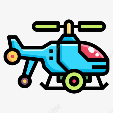 直升机玩具45线性颜色图标