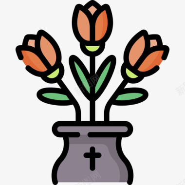 郁金香复活节第42天线形颜色图标