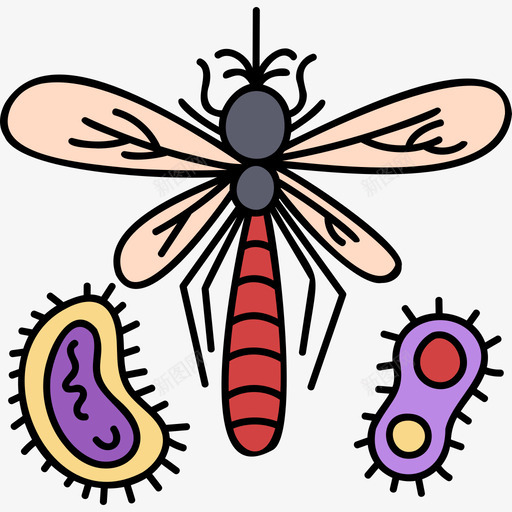 蚊子病毒传播4颜色svg_新图网 https://ixintu.com 蚊子 病毒 传播 颜色