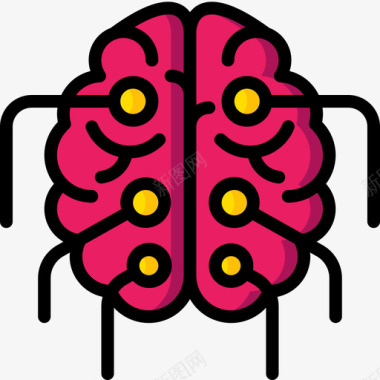大脑神经学1线性颜色图标