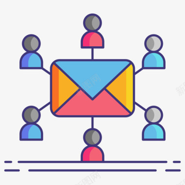 电子邮件营销广告代理1线性颜色图标