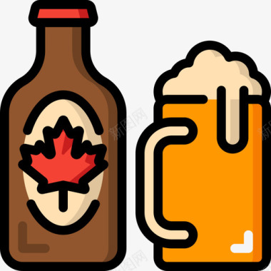 啤酒加拿大9线性颜色图标