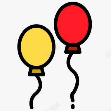 气球庆祝47线性颜色图标
