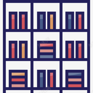书架家俱16件线性颜色图标