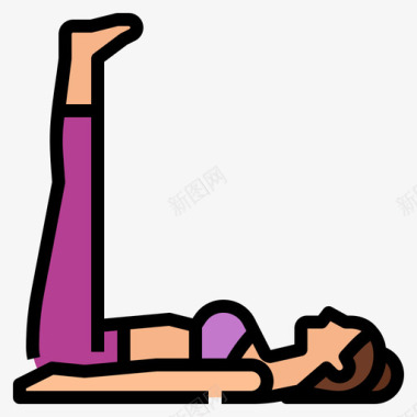 腿部瑜伽姿势12套线性颜色图标