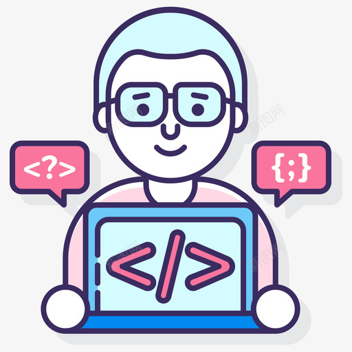程序员计算机编程图标线颜色svg_新图网 https://ixintu.com 程序员 计算机 编程 图标 颜色