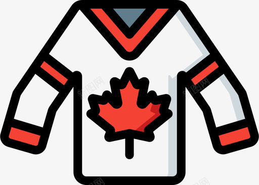 曲棍球设备加拿大9线性颜色图标