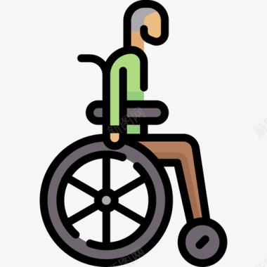 轮椅老年1线性颜色图标