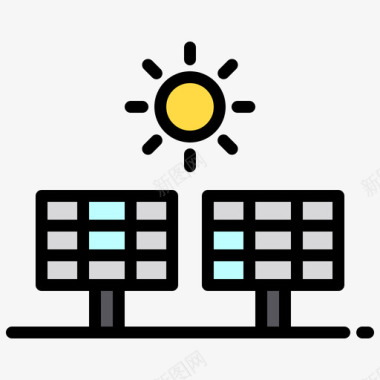 太阳能电池绿色能源1线性颜色图标