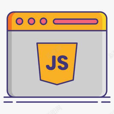 Js文件计算机编程图标1线颜色图标