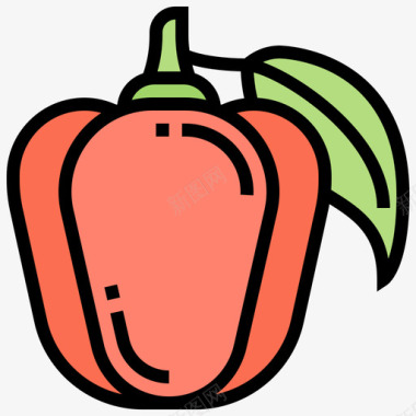 甜椒蔬菜7线形颜色图标