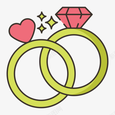 结婚戒指活动管理3线性颜色图标