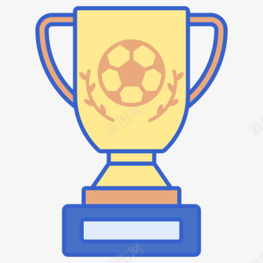 足球奖杯84号足球线性颜色图标