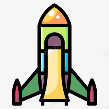 火箭玩具45线性颜色图标