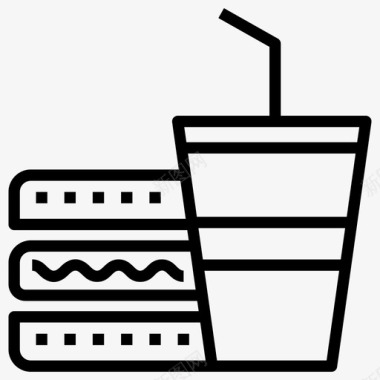 快餐汉堡和饮料芝士汉堡图标