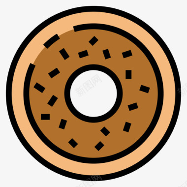 甜甜圈面包店150线性颜色图标