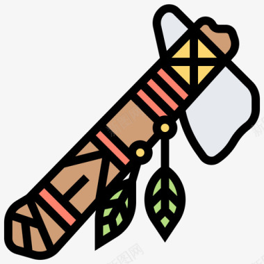 战斧美洲土著6线形颜色图标