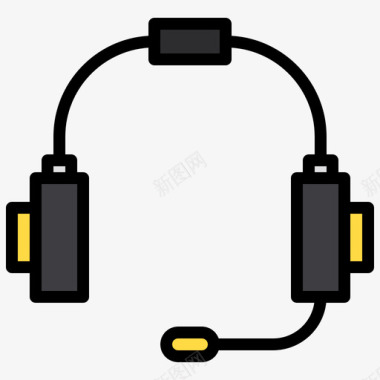 耳机媒体技术1线性颜色图标
