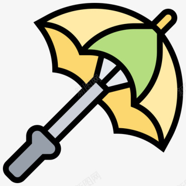 伞高尔夫元素3线条颜色图标