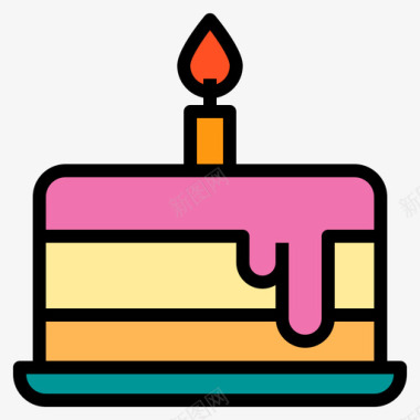 生日蛋糕面包房144线性颜色图标
