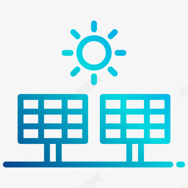 太阳能电池绿色能源2线性梯度图标