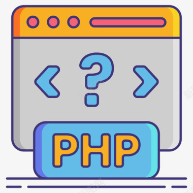 Php代码计算机编程图标1线颜色图标
