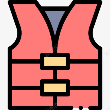救生衣防护安全18线性颜色图标