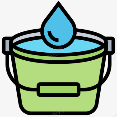 水桶清洁132线性颜色图标