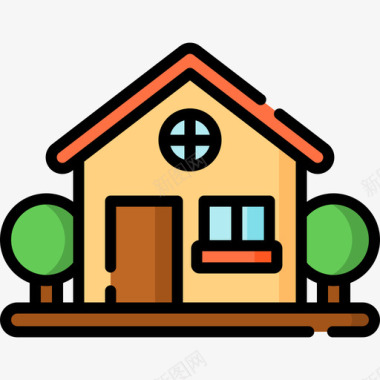 房屋房屋类型2线性颜色图标