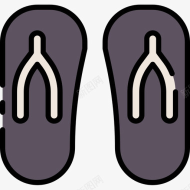 凉鞋巴西狂欢节1线性颜色图标