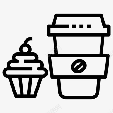咖啡和纸杯蛋糕清爽饮料冰沙饮料图标