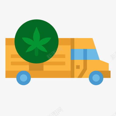 货运卡车大麻11扁平图标