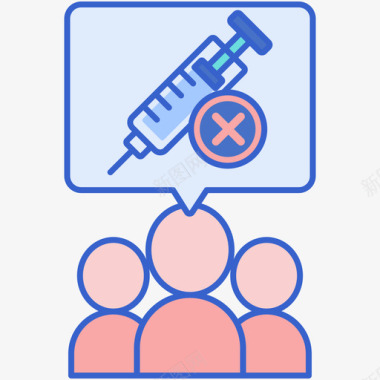 没有疫苗疫苗和疫苗接种2线颜色图标
