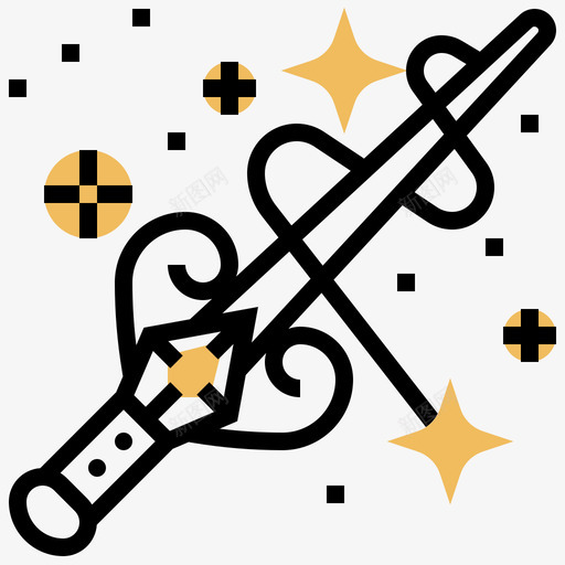 魔杖游戏元素23黄影svg_新图网 https://ixintu.com 魔杖 游戏 元素 黄影
