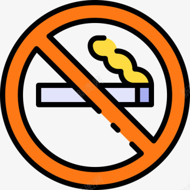禁止吸烟225号酒店直线颜色图标