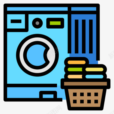 洗衣机清洁138线性颜色图标