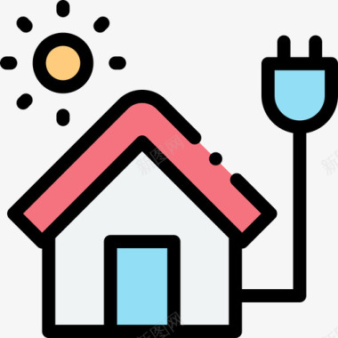 住宅可持续能源53线性颜色图标