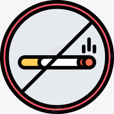 禁止吸烟出租车6彩色图标