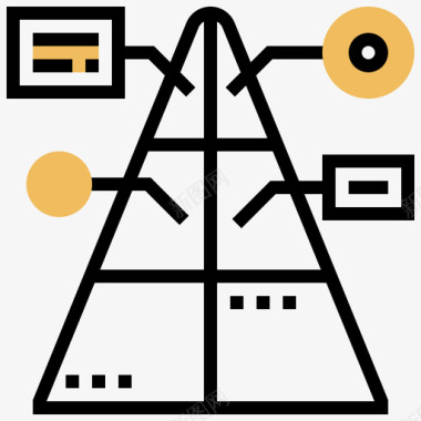金字塔研究和分析7黄色阴影图标