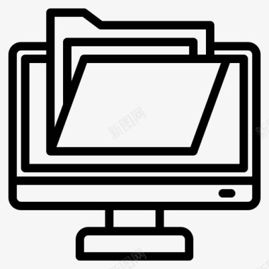 文件夹计算机应用程序1线性图标